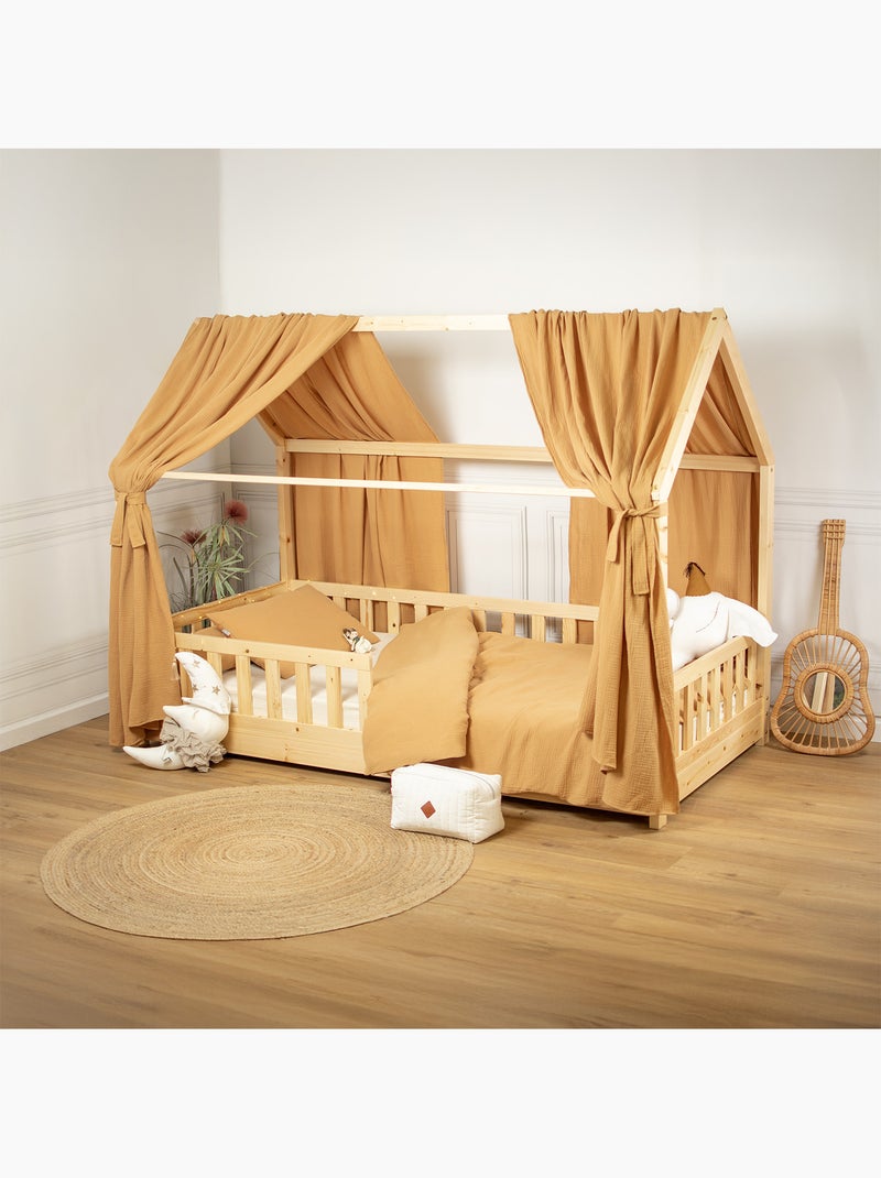 Ciel de lit cabane en gaze de coton duo 420 cm Marron clair - Kiabi