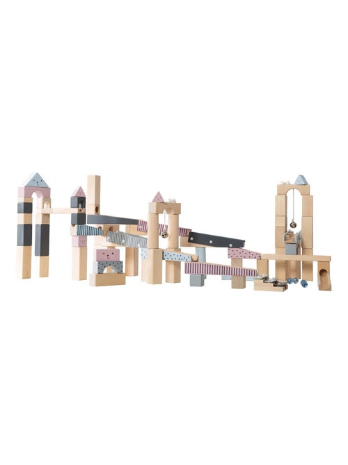 Circuit à billes 80 blocs de construction en bois + 20 billes ROBA - Kiabi