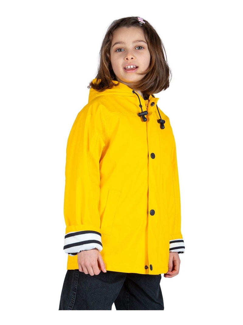 Ciré fille 'Breizh Océan' coupe droite, intérieur rayé Jaune - Kiabi