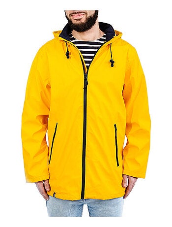 Ciré homme 'Breizh Ocean', Coutures et zip étanches, Doublure rayée de style marinière.