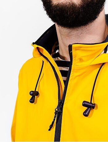 Ciré homme 'Breizh Ocean', Coutures et zip étanches, Doublure rayée de style marinière.