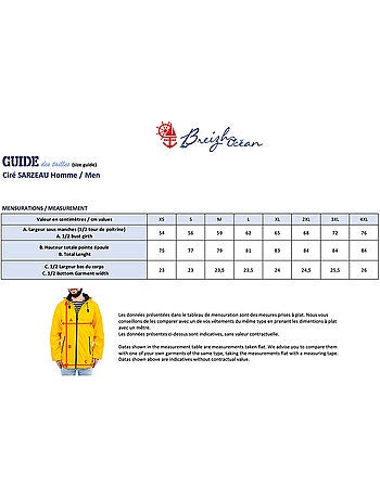 Ciré homme 'Breizh Ocean', Coutures et zip étanches, Doublure rayée de style marinière.