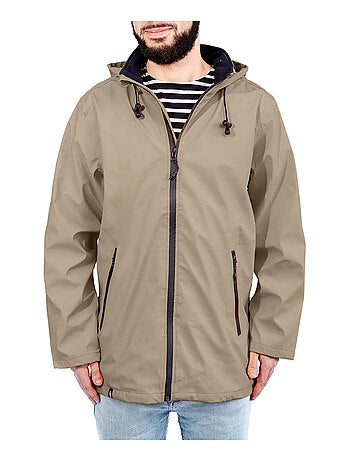 Ciré homme 'Breizh Ocean', Coutures et zip étanches, Doublure rayée de style marinière.