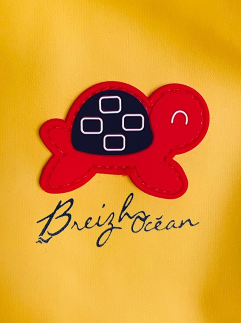 Ciré imperméable bébé avec Capuche 'Breizh Ocean', Poncho Intérieur rayé avec Broderie Jaune - Kiabi