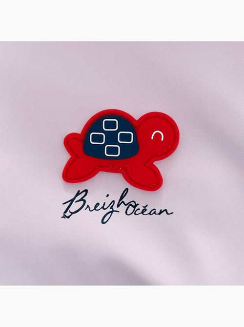 Ciré imperméable bébé avec Capuche 'Breizh Ocean', Poncho Intérieur rayé avec Broderie - Kiabi