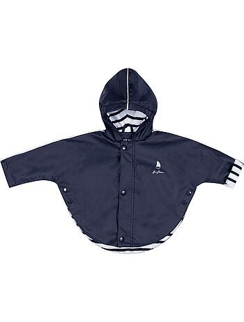 Ciré imperméable bébé 'Breizh Ocean' avec Capuche, Poncho Intérieur rayé