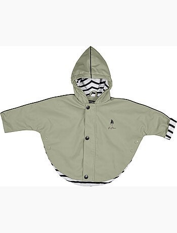 Ciré imperméable bébé 'Breizh Ocean' avec Capuche, Poncho Intérieur rayé
