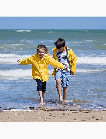 Ciré imperméable 'Breizh Océan' - Intérieur Polaire, Veste avec Capuche rayée Mixte, garçon ou Fille