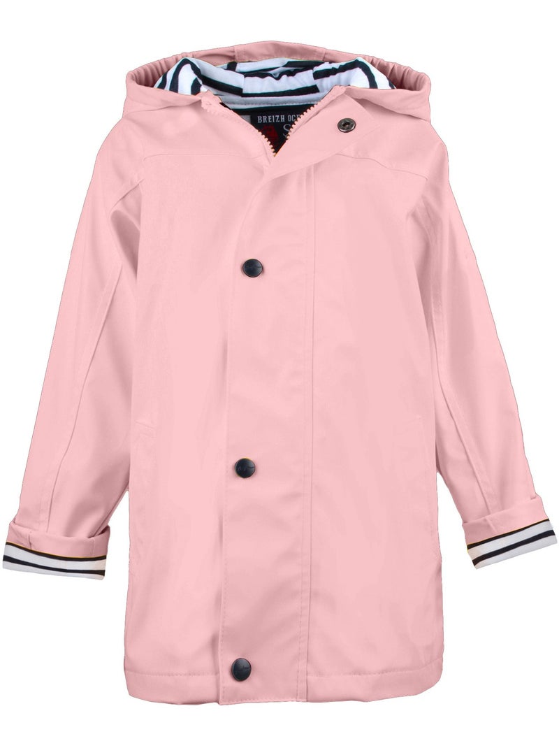 Ciré imperméable 'Breizh Océan' - Intérieur Polaire, Veste avec Capuche rayée Mixte, garçon ou Fille Rose clair - Kiabi