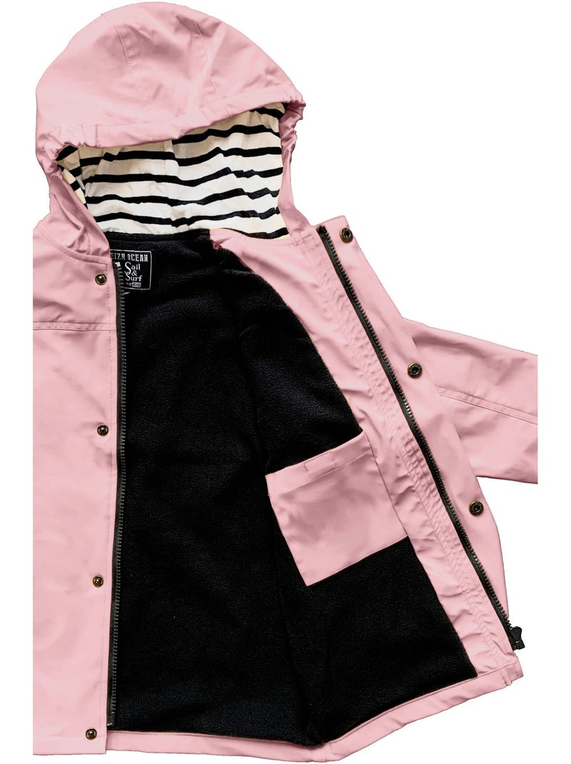 Ciré imperméable 'Breizh Océan' - Intérieur Polaire, Veste avec Capuche rayée Mixte, garçon ou Fille Rose clair - Kiabi