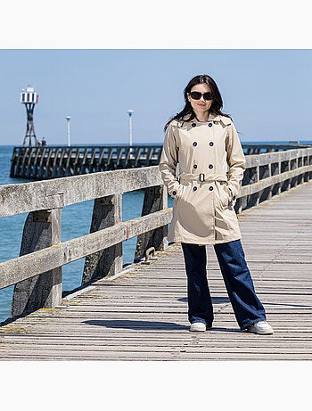 Ciré imperméable 'Breizh Océan', Coupe Trench, Capuche Amovible Femme