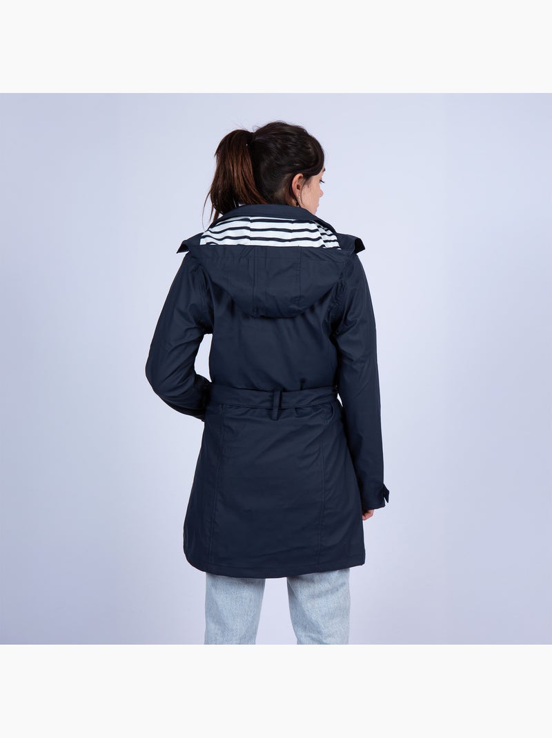 Ciré imperméable 'Breizh Océan', Coupe Trench, Capuche Amovible Femme Bleu marine - Kiabi