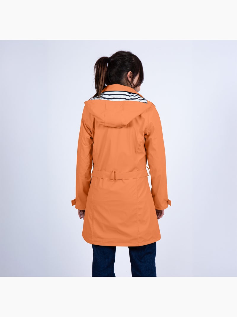 Ciré imperméable 'Breizh Océan', Coupe Trench, Capuche Amovible Femme Cornaline - Kiabi