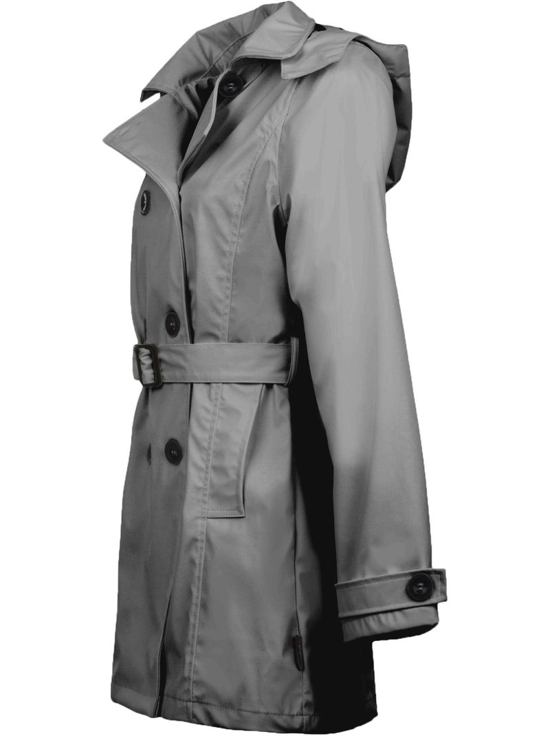 Ciré imperméable 'Breizh Océan', Coupe Trench, Capuche Amovible Femme Gris - Kiabi