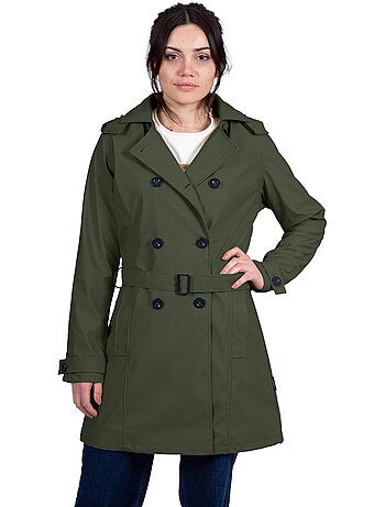 Ciré imperméable 'Breizh Océan', Coupe Trench, Capuche Amovible Femme