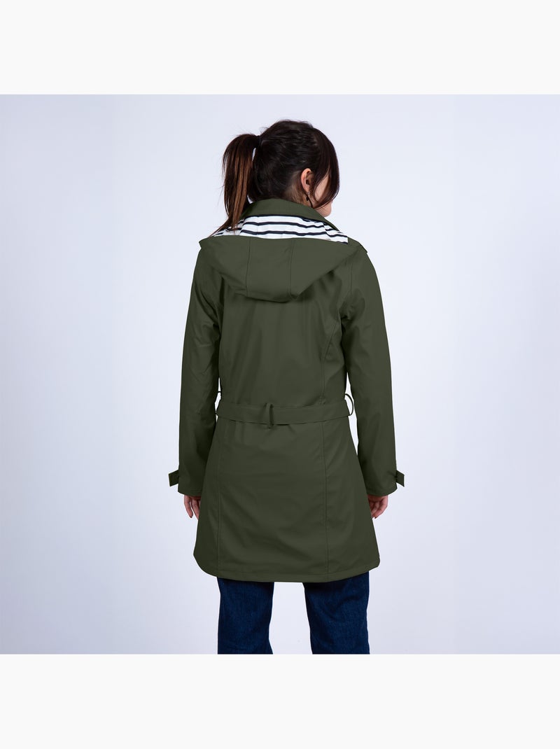 Ciré imperméable 'Breizh Océan', Coupe Trench, Capuche Amovible Femme Kaki - Kiabi