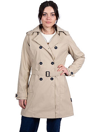 Ciré imperméable 'Breizh Océan', Coupe Trench, Capuche Amovible Femme