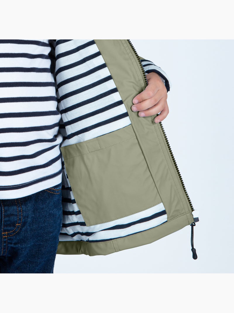 Ciré imperméable enfant 'Breizh Océan', intérieur jersey rayé - Mixte, garçon ou fille Vert pastel - Kiabi