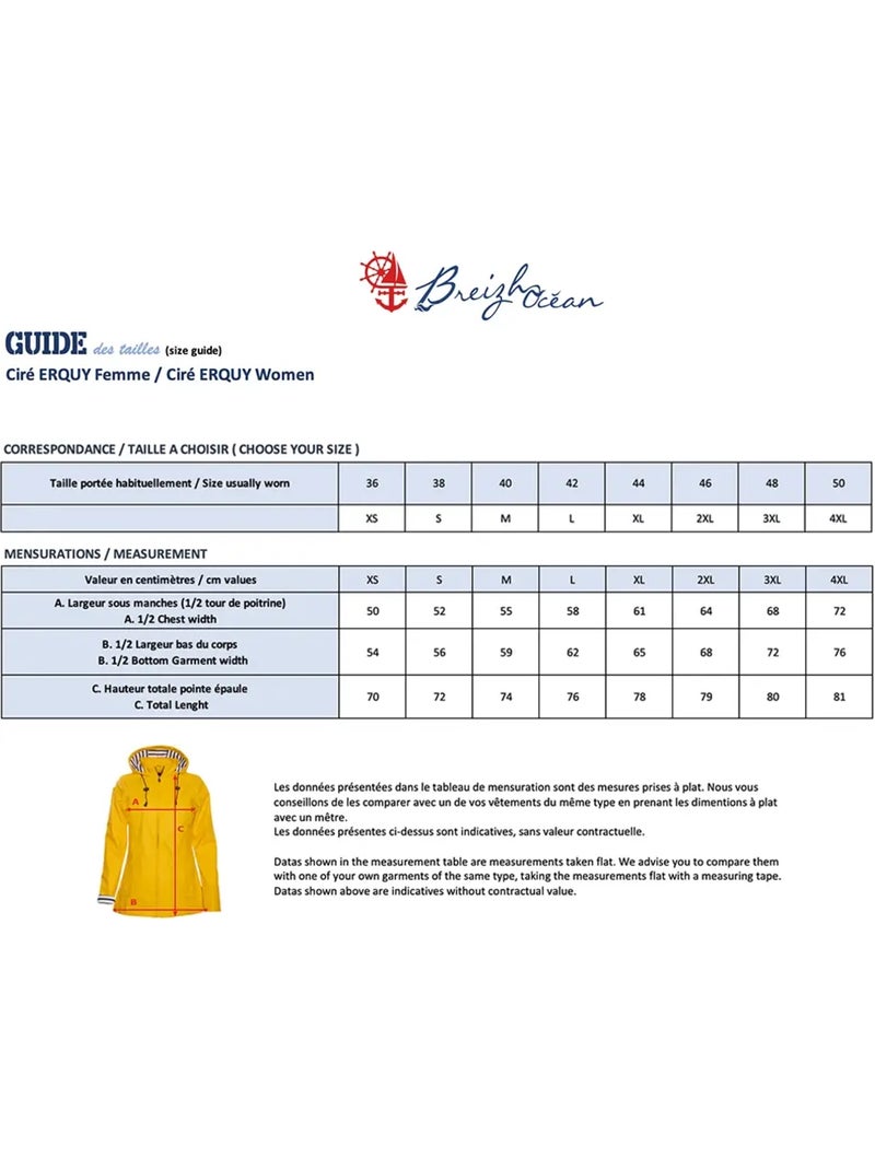 Ciré Imperméable Femme 'Breizh Océan' Coupe ajustée avec intérieur rayé Kaki - Kiabi