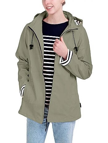 Ciré Imperméable Femme 'Breizh Océan' Coupe ajustée avec intérieur rayé