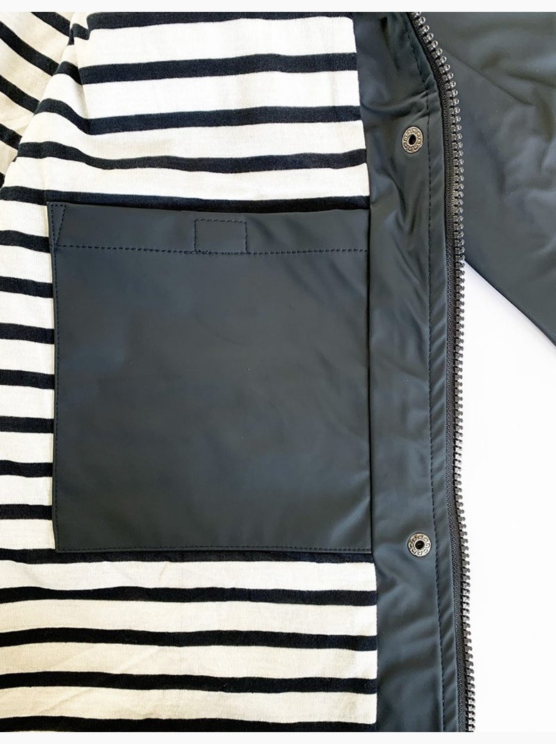 Ciré imperméable femme 'Breizh Océan' Vêtement de pluie à capuche, coutures thermosoudées Bleu marine - Kiabi