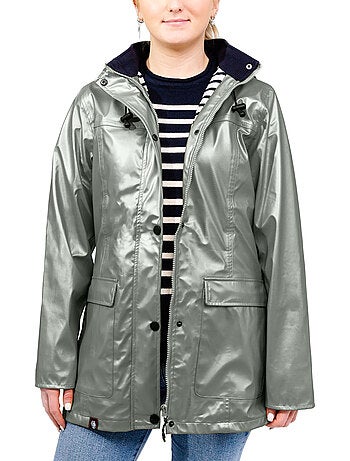 Ciré imperméable femme 'Breizh Océan' Vêtement de pluie à capuche, coutures thermosoudées