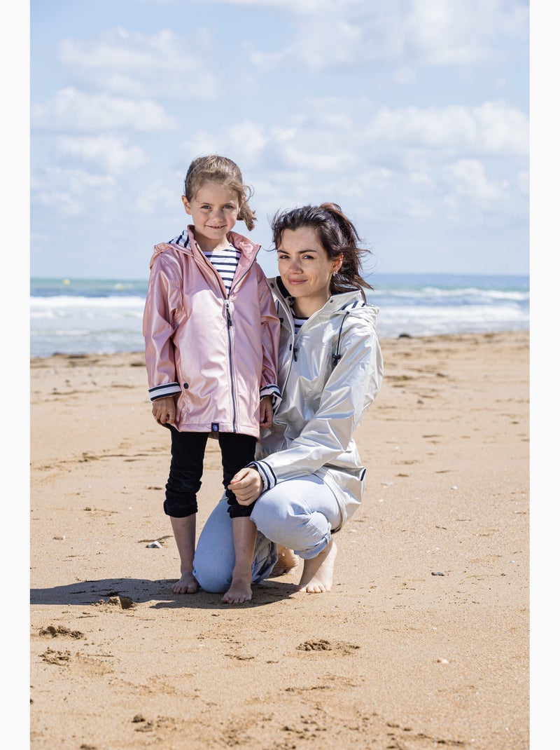 Ciré imperméable femme 'Breizh Océan' Vêtement de pluie à capuche, coutures thermosoudées Kaki Métal - Kiabi