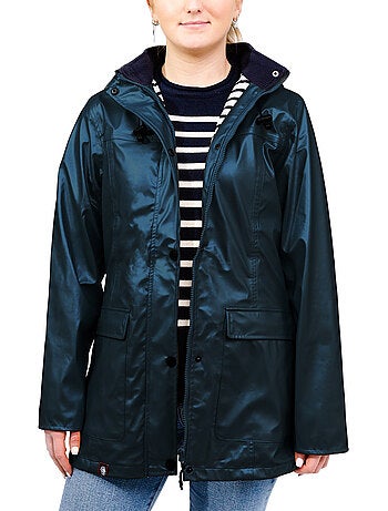 Ciré imperméable femme 'Breizh Océan' Vêtement de pluie à capuche, coutures thermosoudées