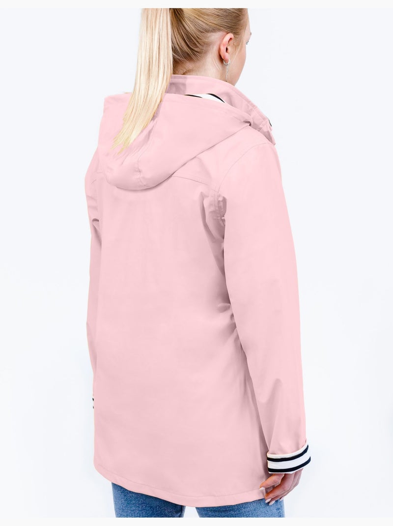 Ciré imperméable femme 'Breizh Océan' Vêtement de pluie à capuche, coutures thermosoudées Rose - Kiabi