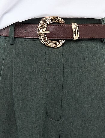 City broek met wijde pijpen en riem