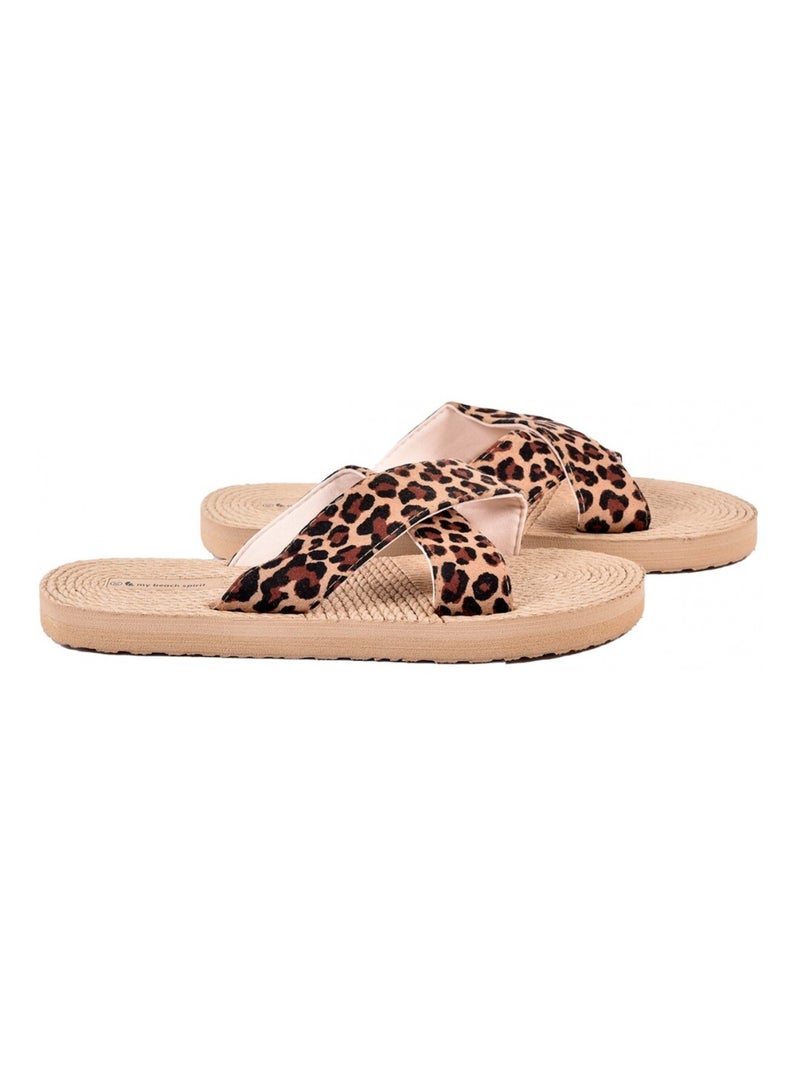 Claquette Femme LEOPARD Marron clair - Kiabi