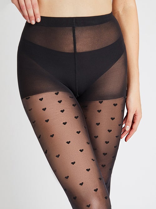Coeur panty fantasie 25 denier zwart - Kiabi