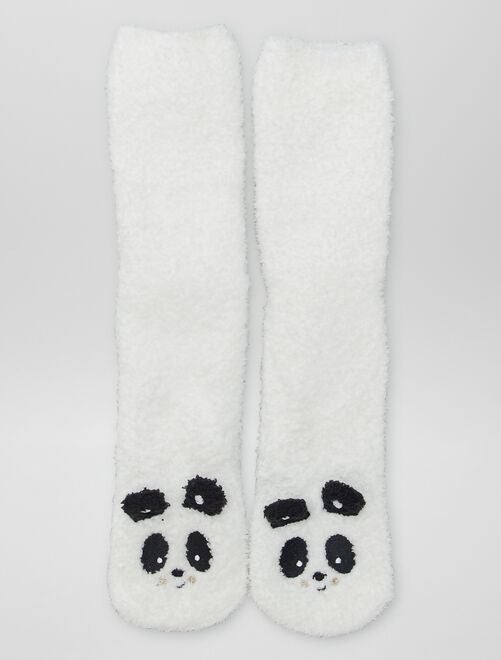 Coffret chaussons chaussettes bouclette 'panda' - Kiabi
