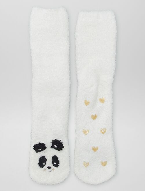 Coffret chaussons chaussettes bouclette 'panda' - Kiabi