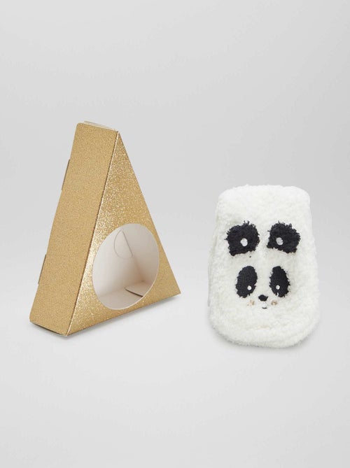 Coffret chaussons chaussettes bouclette 'panda' - Kiabi