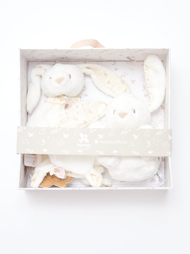 Coffret peluche lapin Blanc - Kiabi