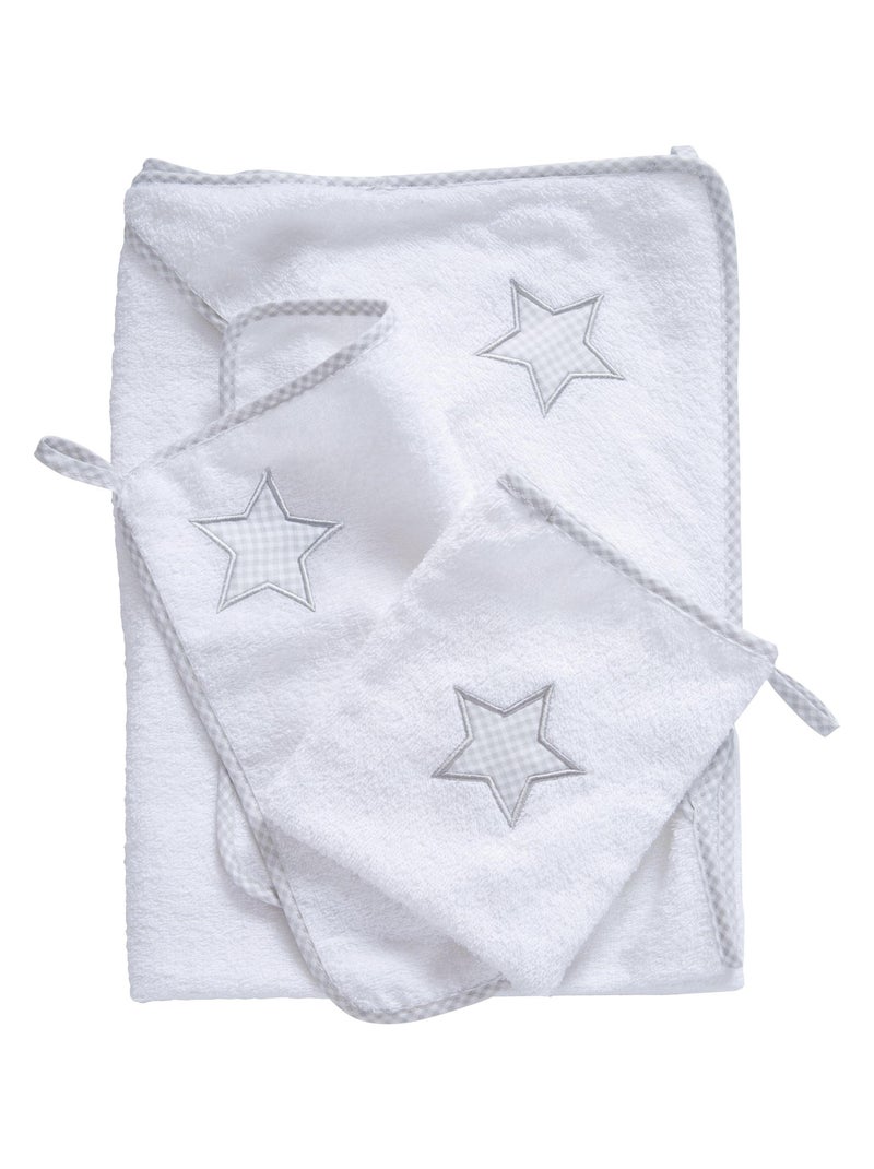 Coffret sortie de bain bébé en coton étoile brodée 'Little Stars' ROBA Blanc Gris - Kiabi