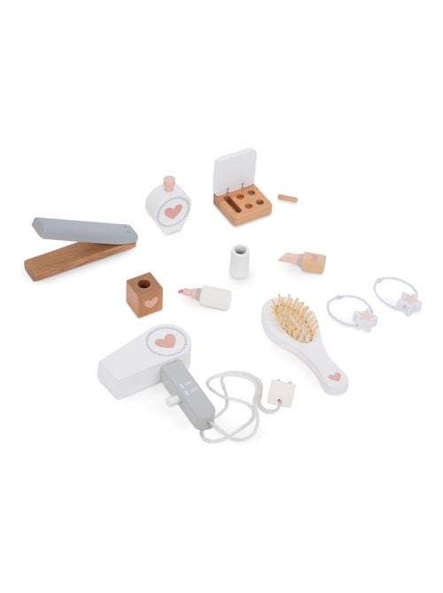 Coiffeuse enfant en bois avec tabouret & accessoires, meuble de maquillage en bois - Kiabi