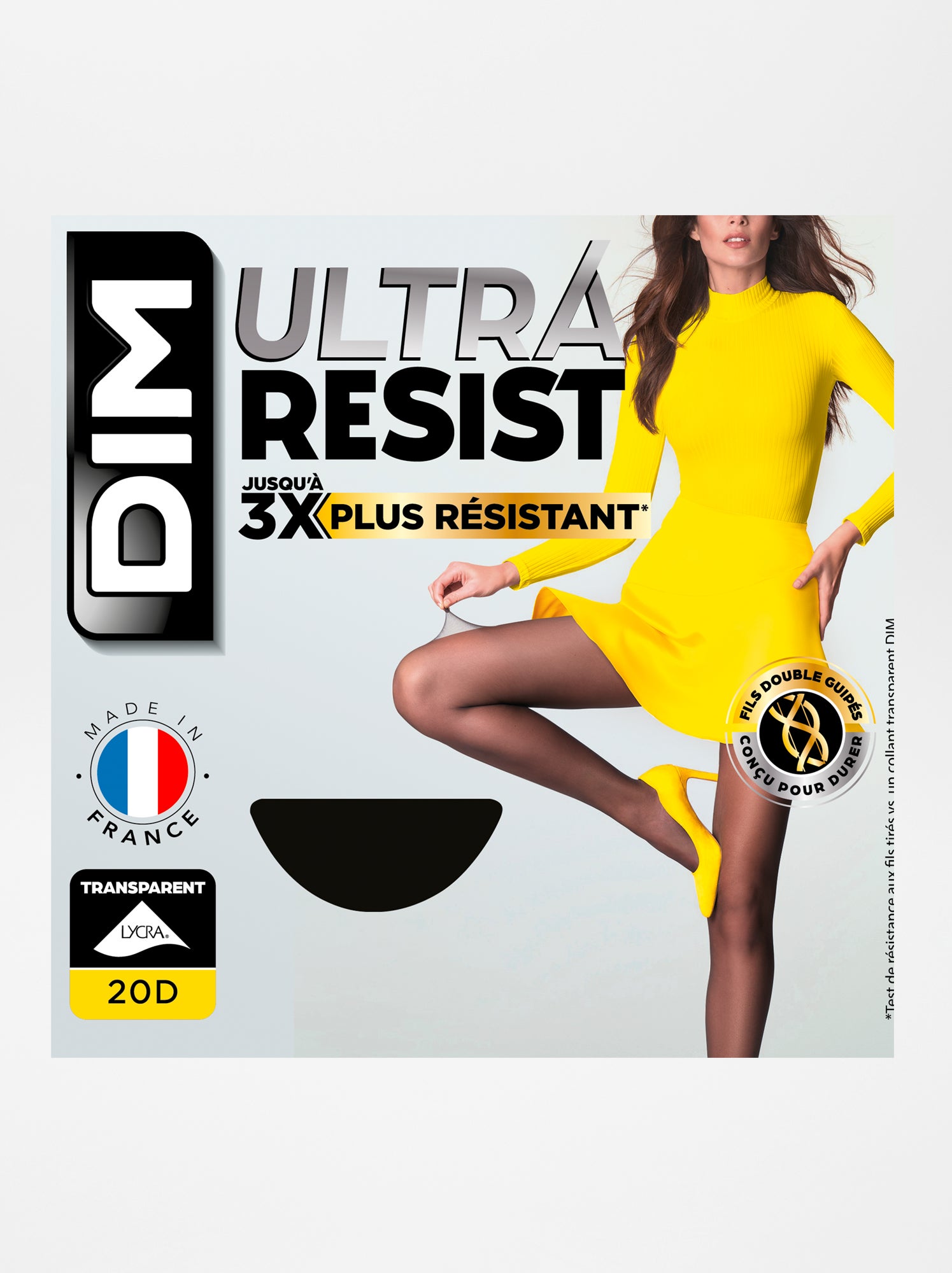 DIM Collant Beauty Resist Trasparente, Confezione Da 4 Paia, Collant Donna Con Rete Rinforzata, Resistenza E Comfort, Made In France