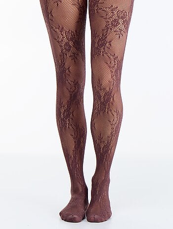 Collants à fleurs effet dentelle
