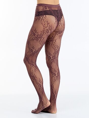 Collants à fleurs effet dentelle