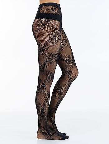 Collants à fleurs effet dentelle