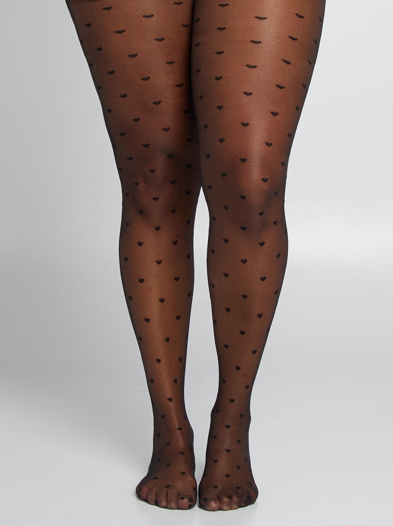 Collants à motifs cœurs noir - Kiabi