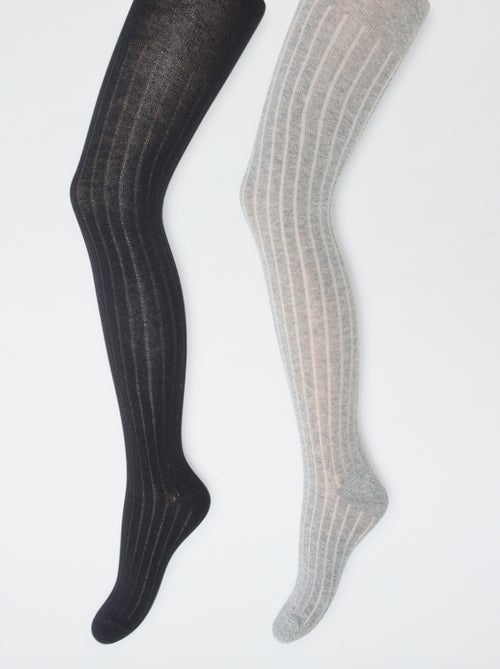 Collants chauds en maille côtelée - Lot de 2 - Kiabi
