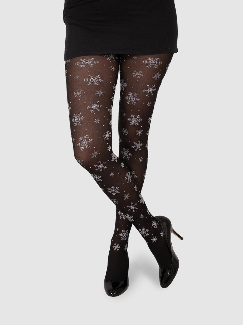 Collants de Noël 'flocons de neige' noir - Kiabi