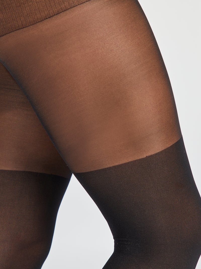 Collants effet chaussettes hautes - 60D noir - Kiabi