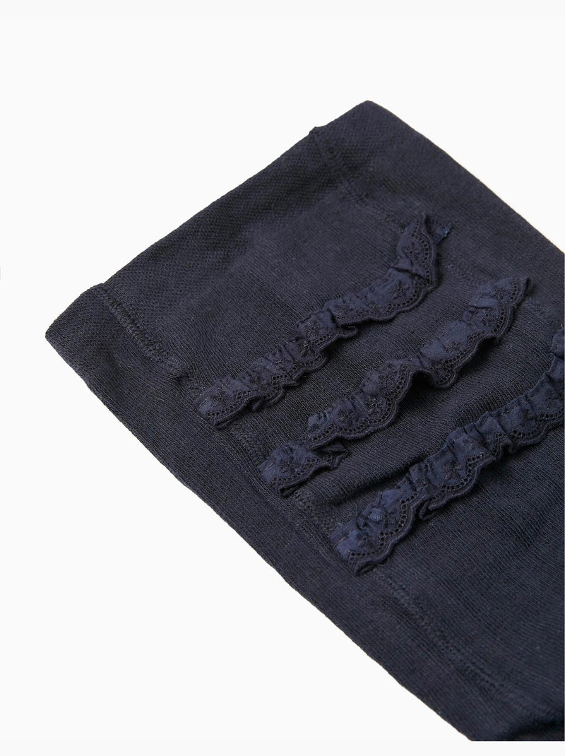 Collants en maille à volants Bleu foncé - Kiabi