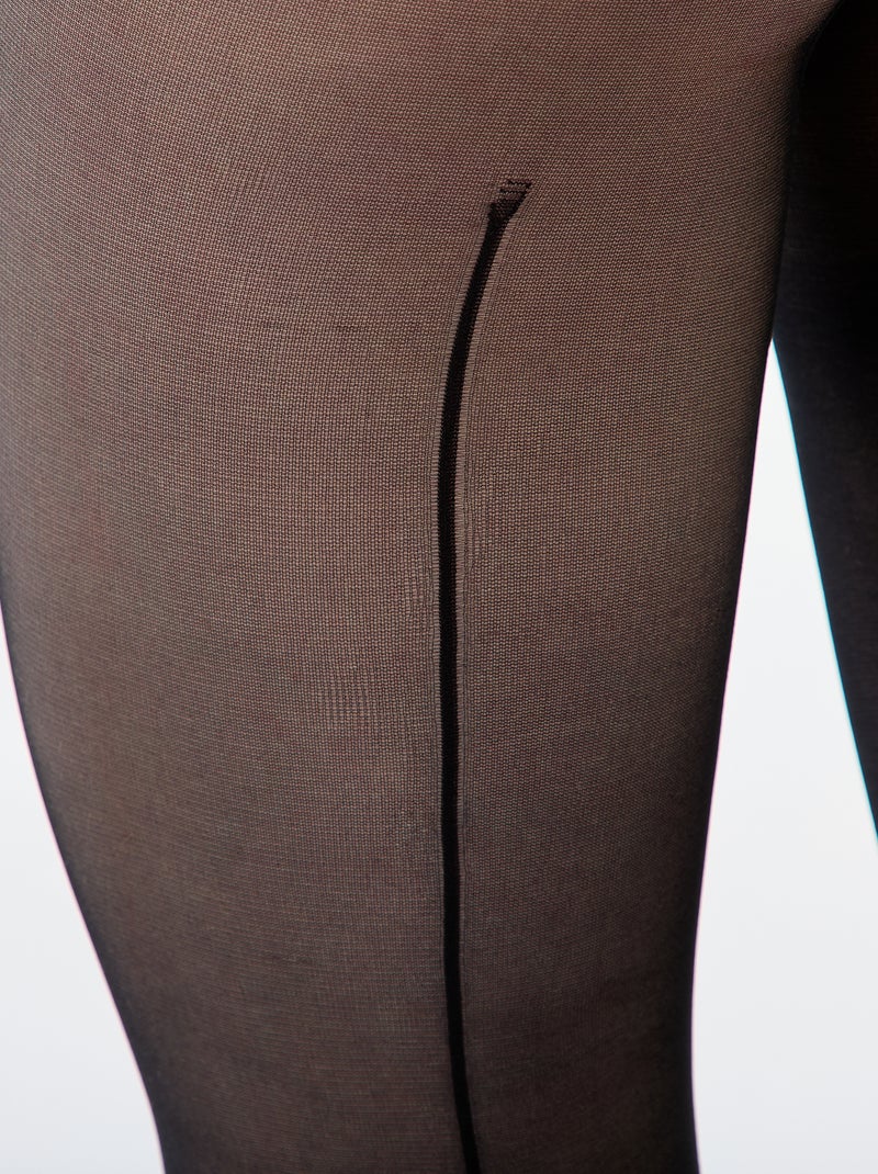 Collants fantaisie 'lignes' Noir - Kiabi