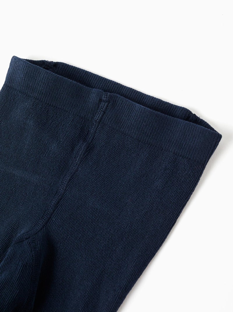 Collants unis en maille anti-bouloche Bleu foncé - Kiabi