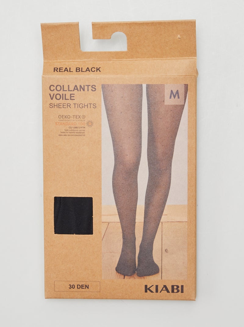 Collant Noir Fantaisie à Plumetis Pour Femme Perfect Contention 25d